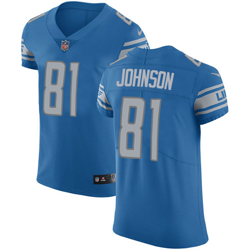 Nike Lions #81 Calvin Johnson Blue Team Color Men's Stitched NFL Vapor Untouchable Elite Jersey - Click Image to Close